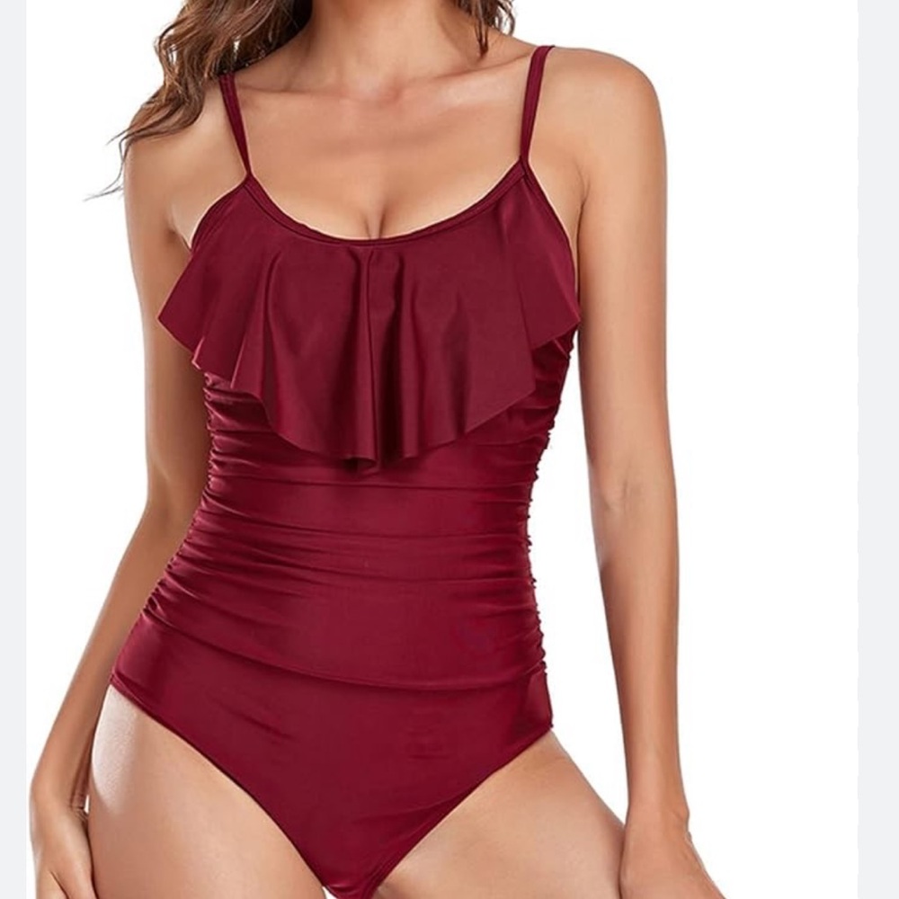 Elegant Burgundy One-Piece Swimsuit NWOT